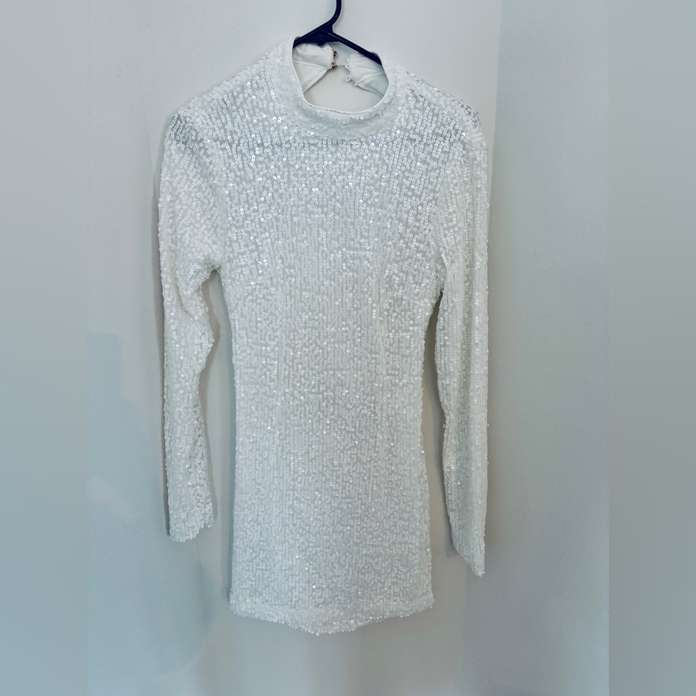 Hello Molly White Sequin Mini Dress